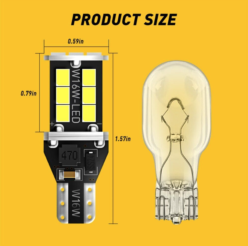 6000k LED Reverse Light Bulbs T15 Super Bright Canbus Error Free