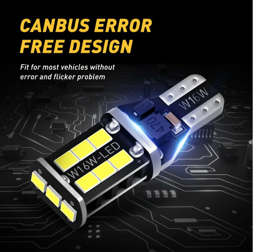 6000k LED Reverse Light Bulbs T15 Super Bright Canbus Error Free